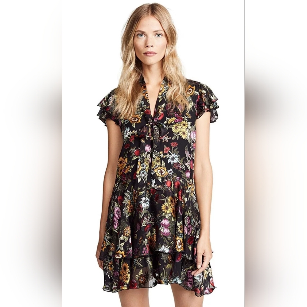 Alice + Olivia Moore Ruffle Tiered Floral Dress Size 6 - Picture 5 of 15